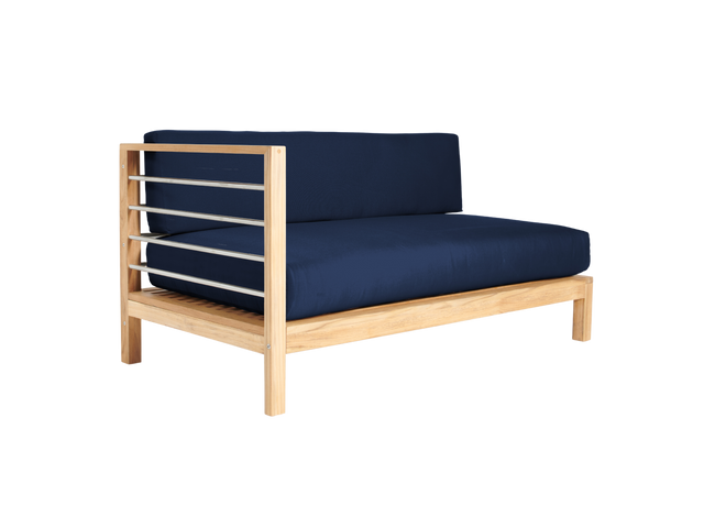 SoHo Teak Navy Outdoor Sectional Left Sofa with Sunbrella® Cushion - Ornate Home