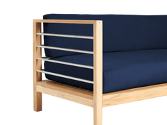 SoHo Teak Navy Outdoor Sectional Left Sofa with Sunbrella® Cushion - Ornate Home