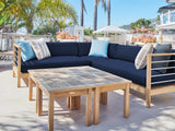SoHo Teak Navy Outdoor Sectional Left Sofa with Sunbrella® Cushion - Ornate Home