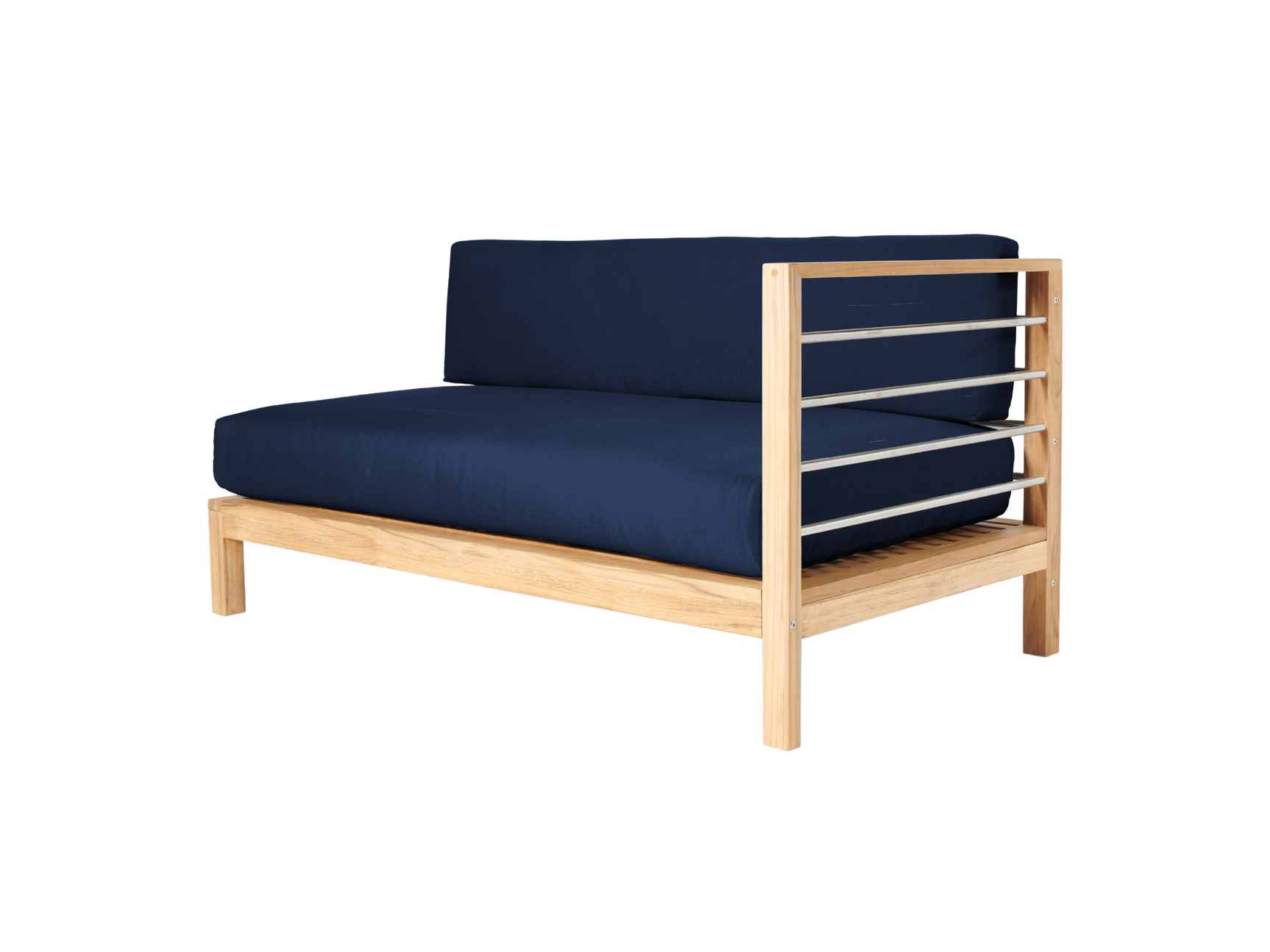 SoHo Teak Navy Outdoor Sectional Right Sofa with Sunbrella® Cushion - Ornate Home