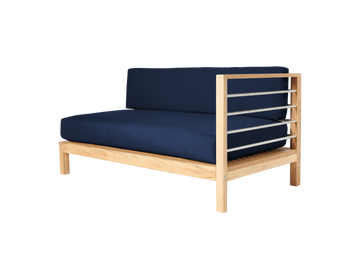 SoHo Teak Navy Outdoor Sectional Right Sofa with Sunbrella® Cushion - Ornate Home