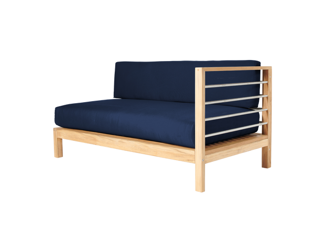 SoHo Teak Navy Outdoor Sectional Right Sofa with Sunbrella® Cushion - Ornate Home