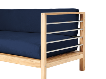 SoHo Teak Navy Outdoor Sectional Right Sofa with Sunbrella® Cushion - Ornate Home