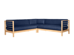 SoHo Teak Navy Outdoor Sectional Right Sofa with Sunbrella® Cushion - Ornate Home