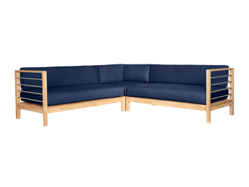 SoHo Teak Navy Outdoor Sectional Right Sofa with Sunbrella® Cushion - Ornate Home
