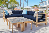 SoHo Teak Navy Outdoor Sectional Right Sofa with Sunbrella® Cushion - Ornate Home