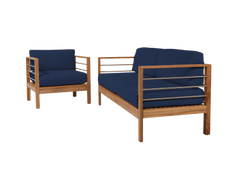 SoHo Teak Navy Outdoor Sofa with Sunbrella® Cushion - Ornate Home