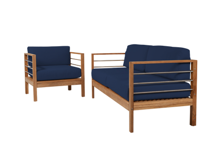 SoHo Teak Navy Outdoor Sofa with Sunbrella® Cushion - Ornate Home