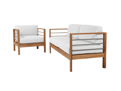 SoHo Teak White Outdoor Sofa with Sunbrella® Cushion - Ornate Home
