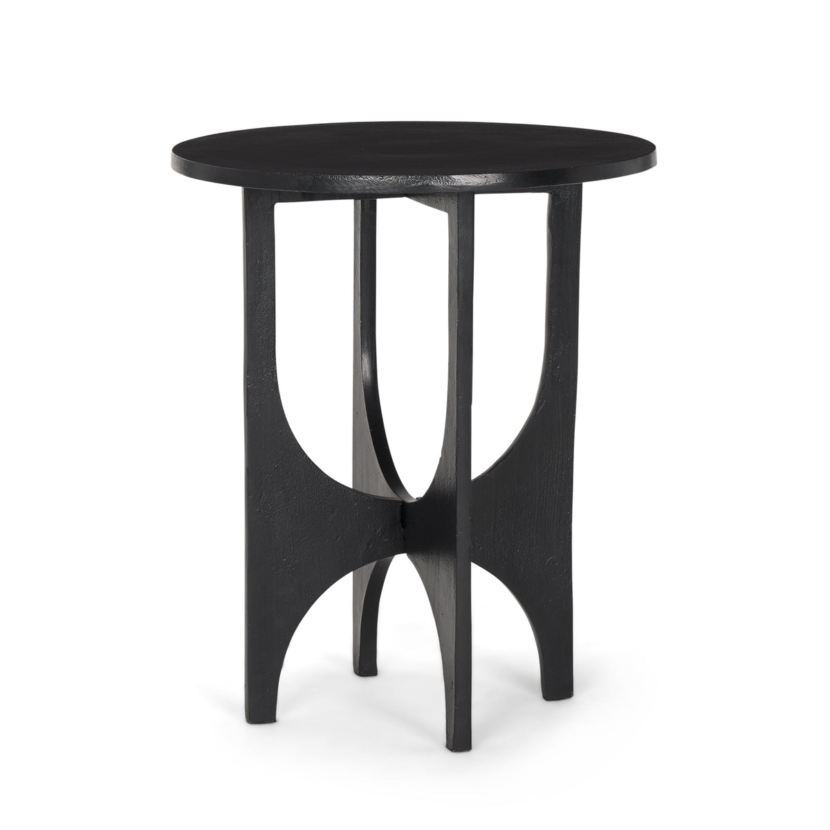 Sobi Matte Black Textured Round Metal Accent Table - Ornate Home