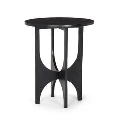 Sobi Matte Black Textured Round Metal Accent Table - Ornate Home