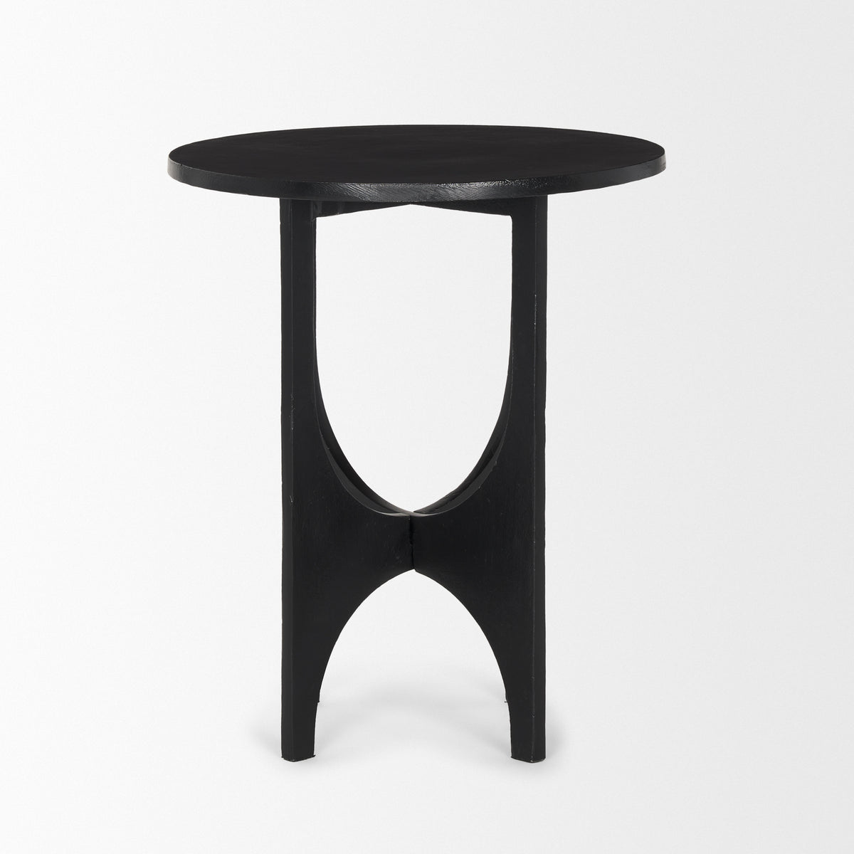 Sobi Matte Black Textured Round Metal Accent Table - Ornate Home