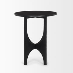 Sobi Matte Black Textured Round Metal Accent Table - Ornate Home