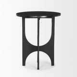 Sobi Matte Black Textured Round Metal Accent Table - Ornate Home