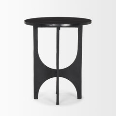 Sobi Matte Black Textured Round Metal Accent Table - Ornate Home