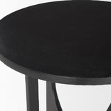 Sobi Matte Black Textured Round Metal Accent Table - Ornate Home