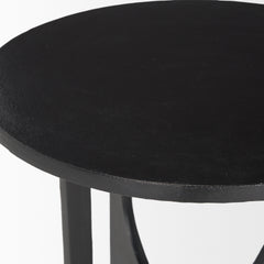 Sobi Matte Black Textured Round Metal Accent Table - Ornate Home