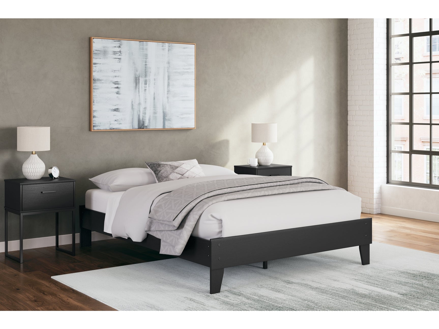 Socalle Black Queen Platform Bed (Online Special Price) - Ornate Home