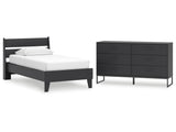 Socalle Black Twin Panel Platform Bed and Dresser (Online Special Price) - Ornate Home