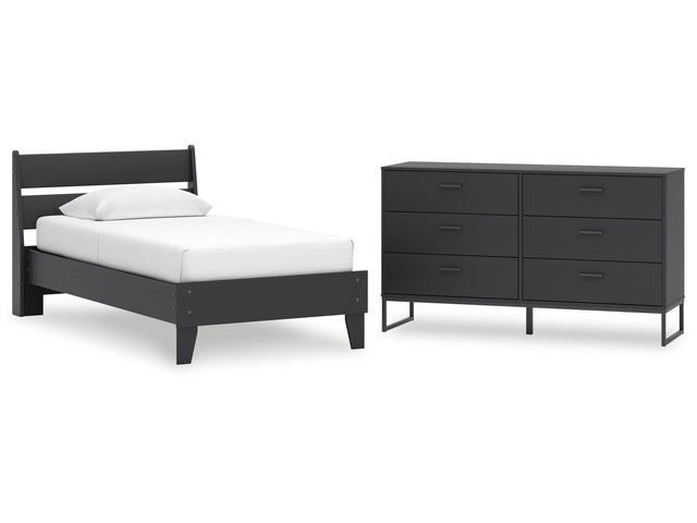 Socalle Black Twin Panel Platform Bed and Dresser (Online Special Price) - Ornate Home