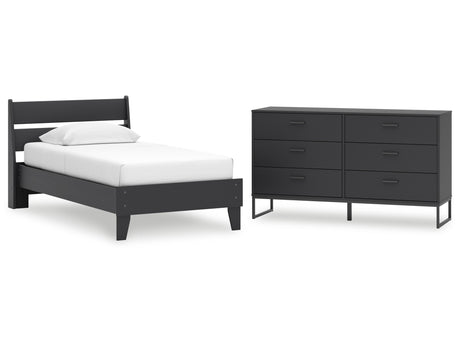 Socalle Black Twin Panel Platform Bed and Dresser - Ornate Home