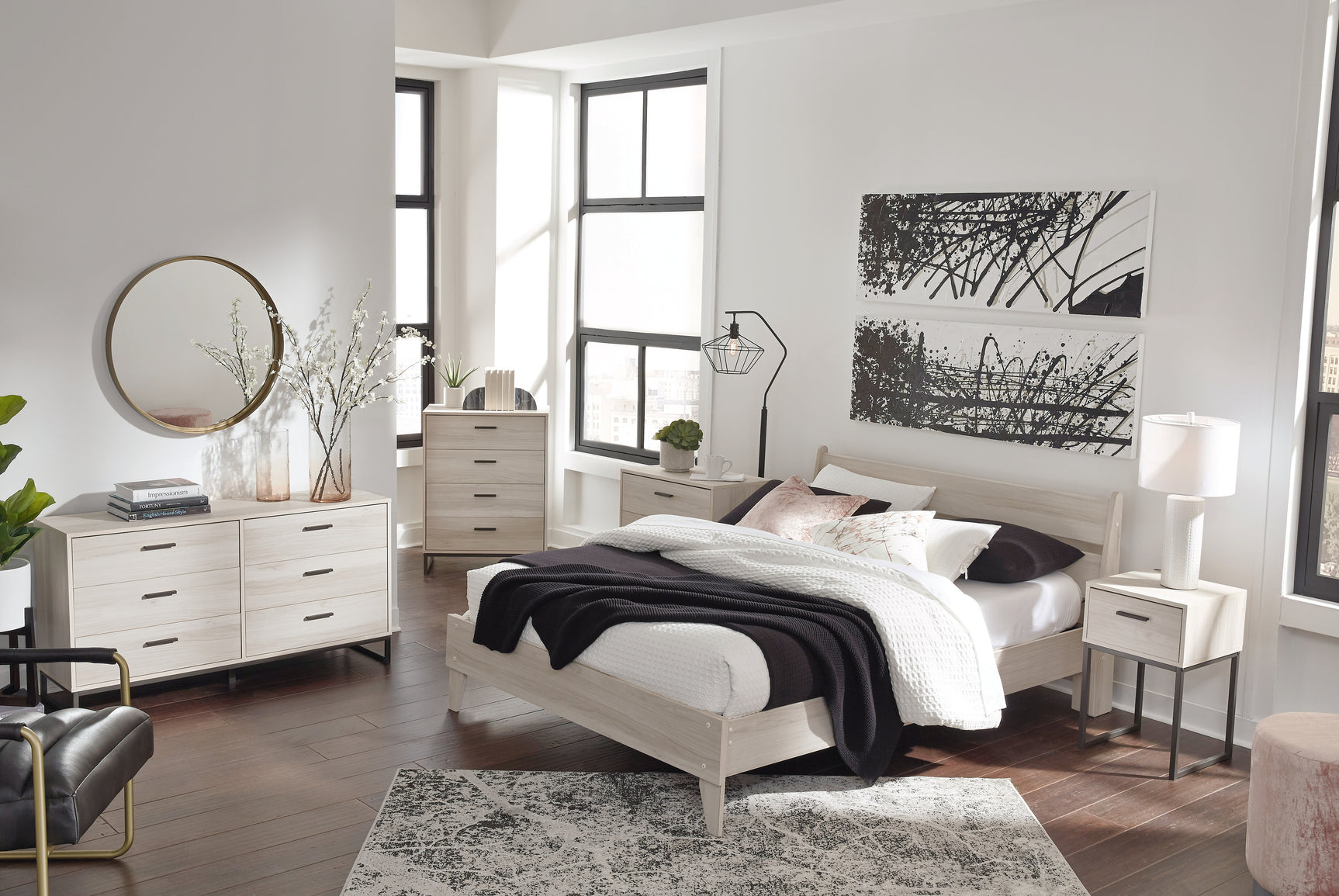 Socalle Light Natural Queen Panel Platform Bed - Ornate Home