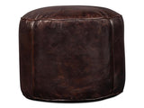 Soccerball Brown Leather Stool - Ornate Home