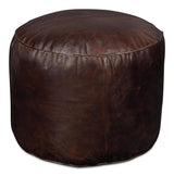 Soccerball Brown Leather Stool - Ornate Home