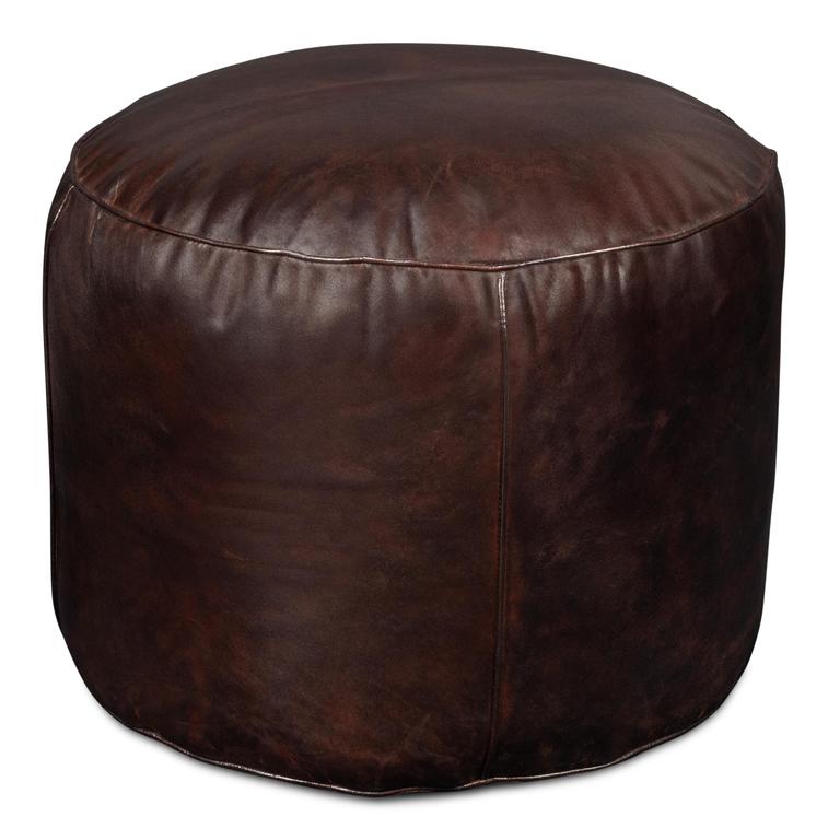Soccerball Brown Leather Stool - Ornate Home