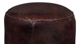 Soccerball Brown Leather Stool - Ornate Home