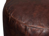 Soccerball Brown Leather Stool - Ornate Home
