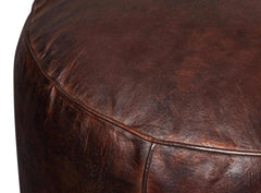 Soccerball Brown Leather Stool - Ornate Home