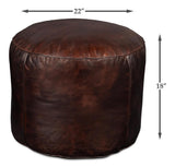 Soccerball Brown Leather Stool - Ornate Home