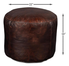 Soccerball Brown Leather Stool - Ornate Home