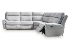 Social Pointe Pearl/Ash 5-Piece Power Reclining Sectional - Ornate Home
