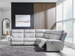 Social Pointe Pearl/Ash 5-Piece Power Reclining Sectional - Ornate Home