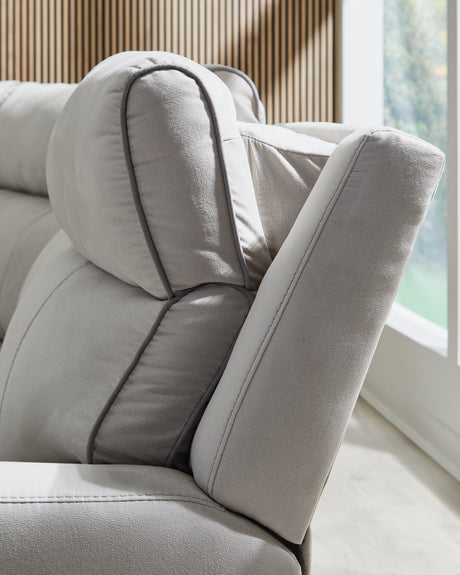 Social Pointe Pearl/Ash 5-Piece Power Reclining Sectional - Ornate Home