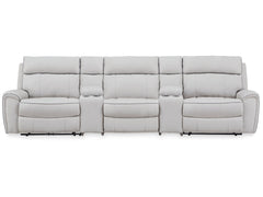Social Pointe Pearl/Ash 5-Piece Power Reclining Sectional - Ornate Home