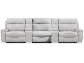 Social Pointe Pearl/Ash 5-Piece Reclining Sectional with Storage Consoles (Online Special Price) - Ornate Home