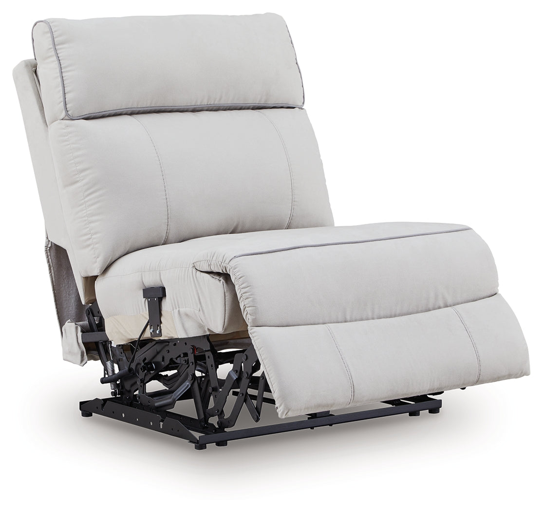 Social Pointe Pearl/Ash 5-Piece Reclining Sectional with Storage Consoles - Ornate Home