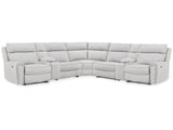 Social Pointe Pearl/Ash 7-Piece Reclining Sectional with Storage Consoles (Online Special Price) - Ornate Home