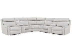 Social Pointe Pearl/Ash 7-Piece Reclining Sectional with Storage Consoles (Online Special Price) - Ornate Home