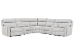 Social Pointe Pearl/Ash 7-Piece Reclining Sectional with Storage Consoles - Ornate Home
