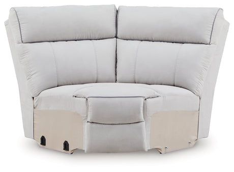 Social Pointe Pearl/Ash 7-Piece Reclining Sectional with Storage Consoles - Ornate Home