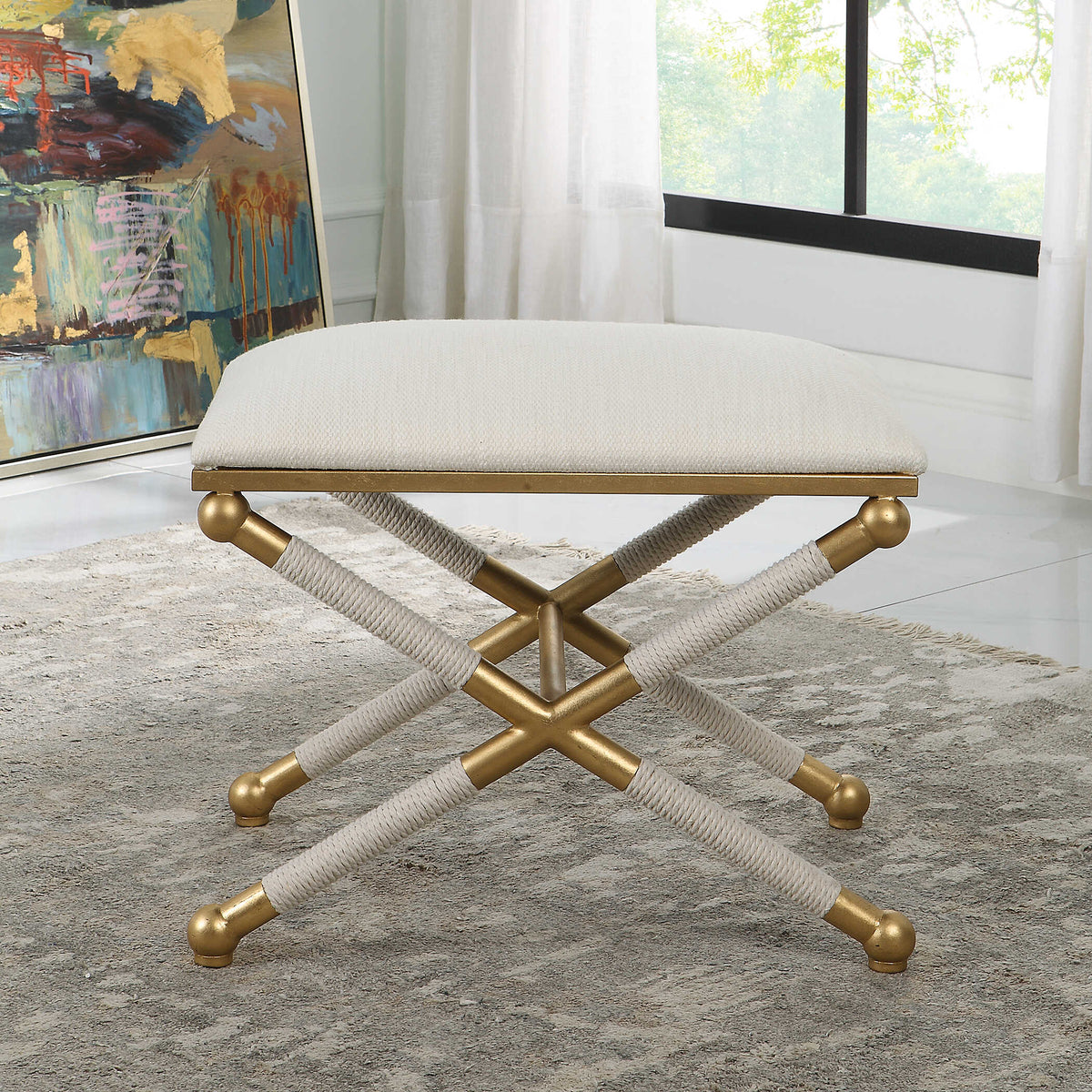 Socialite White Small Bench - Ornate Home