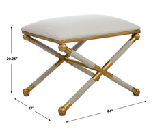 Socialite White Small Bench - Ornate Home