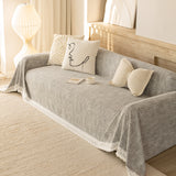 Sofa Cover Throw with Lace Trim & Pom-Pom Fringe, Decorative Couch Cover Blanket - Ornate Home