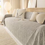Sofa Cover Throw with Lace Trim & Pom-Pom Fringe, Decorative Couch Cover Blanket - Ornate Home