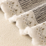 Sofa Cover Throw with Lace Trim & Pom-Pom Fringe, Decorative Couch Cover Blanket - Ornate Home