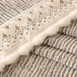 Sofa Cover Throw with Lace Trim & Pom-Pom Fringe, Decorative Couch Cover Blanket - Ornate Home